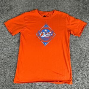 ONeill Shirt Mens Medium Orange Blue Surf Company Short Sleeve Casual Cotton